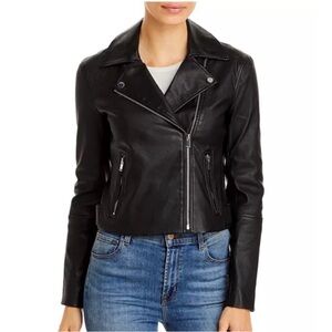 Womens Black Leather Moto Jacket